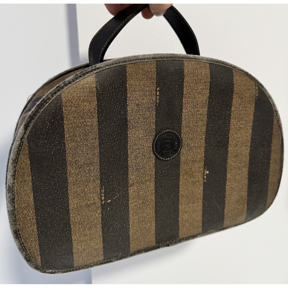 Vintage Fendi Toiletry Bag Striped Large 11.75" X 8" Made In Italy Authentic